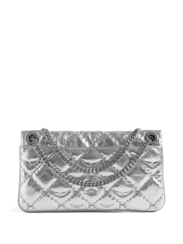 Zadig&Voltaire Rock II Quilted Crossbody Clutch Bag | Silver
