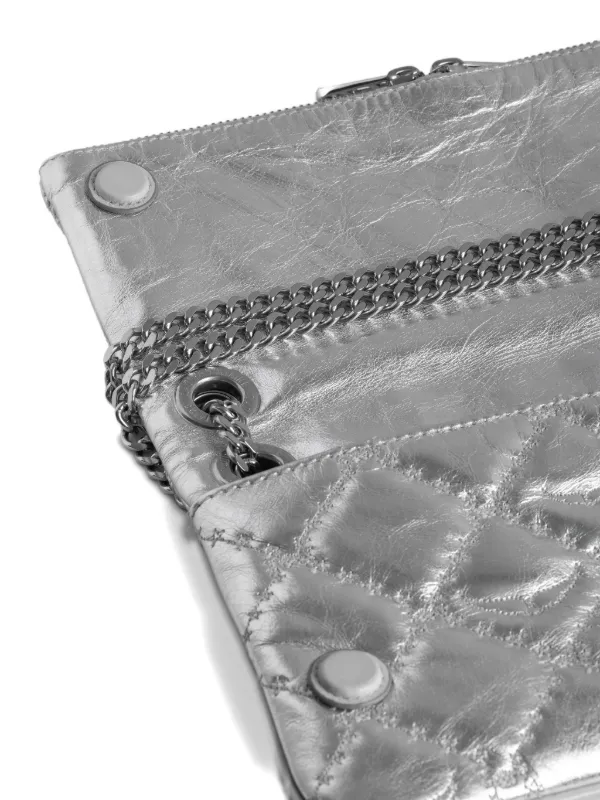 Zadig&Voltaire Rock II Quilted Crossbody Clutch Bag | Silver