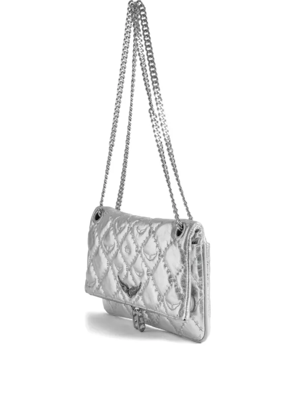 Zadig&Voltaire Rock II Quilted Crossbody Clutch Bag | Silver