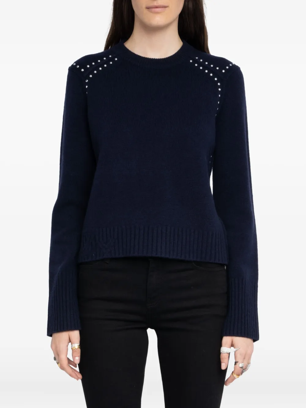 Zadig & Voltaire Embellished-shoulder Crew-neck Sweater In Multi