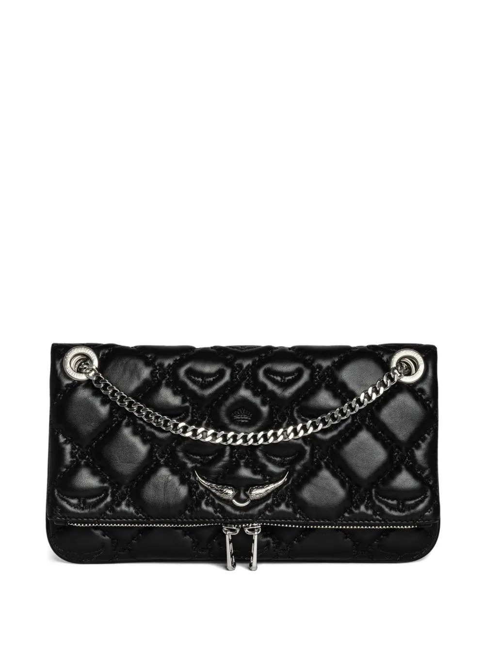 Zadig & Voltaire Rock Ii Quilted-effect Chain-strap Satchel In Black