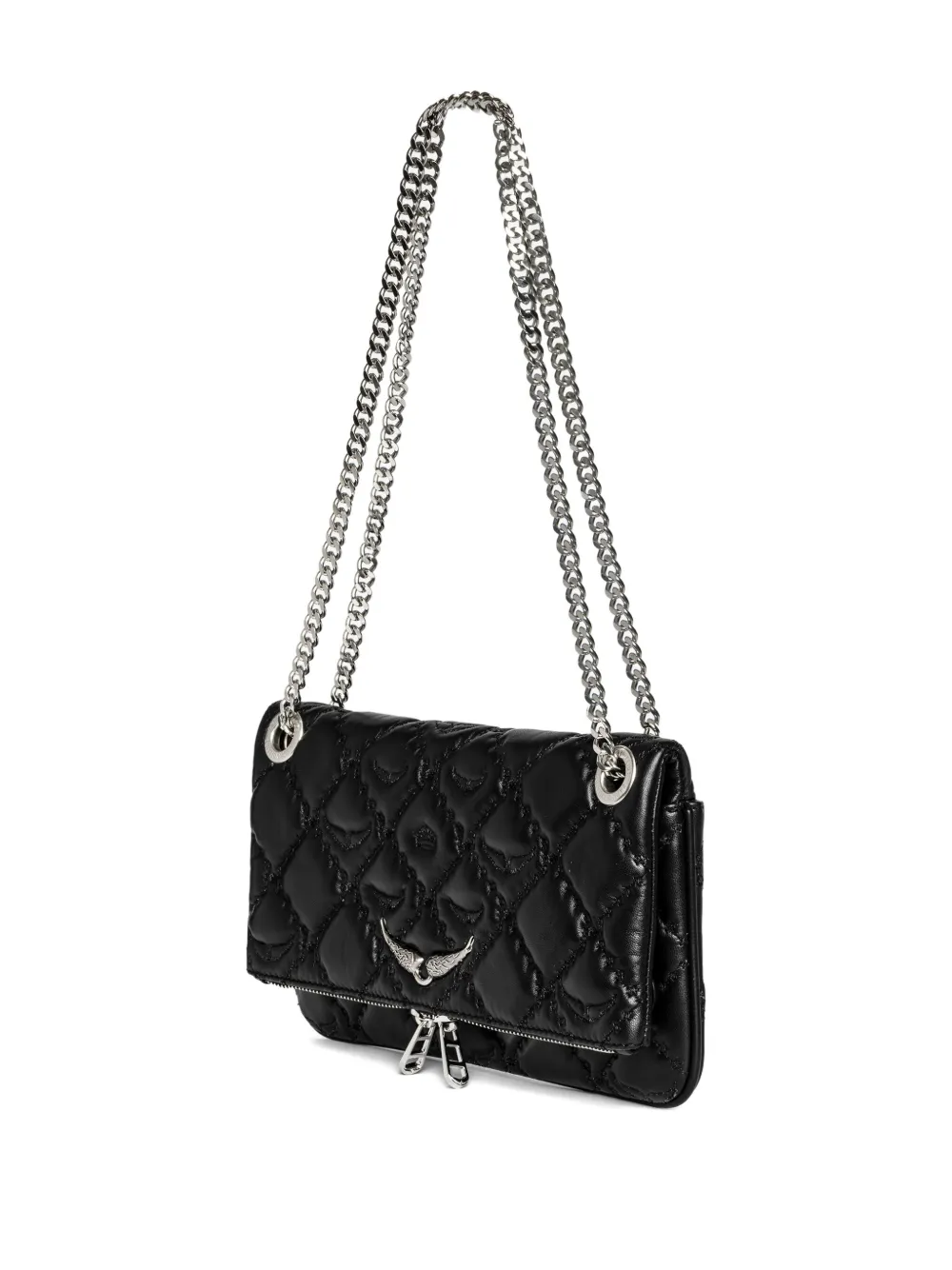 Zadig & Voltaire Rock Ii Quilted-effect Chain-strap Satchel In Black