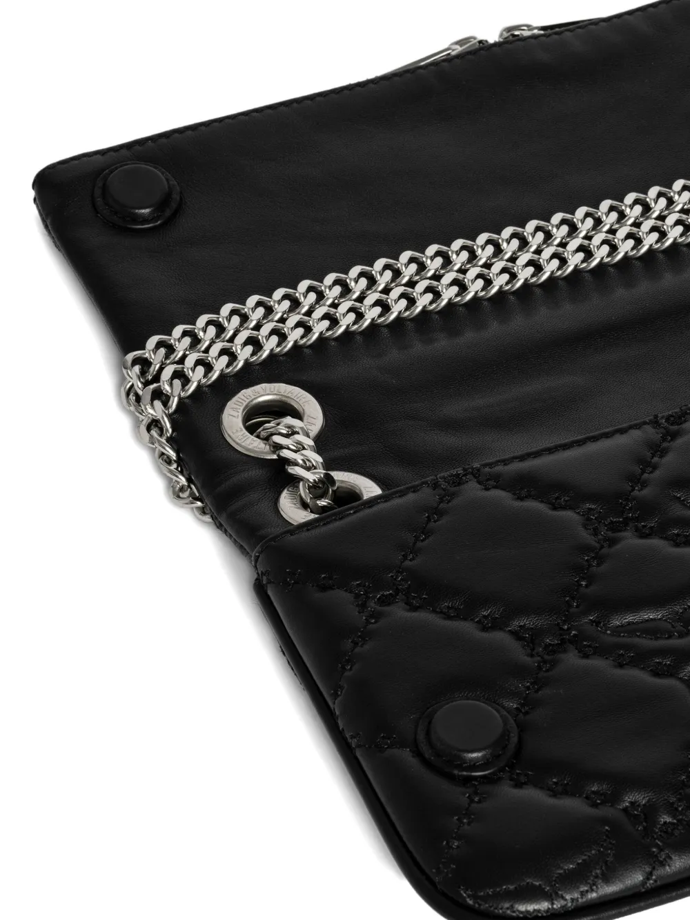 Zadig & Voltaire Rock Ii Quilted-effect Chain-strap Satchel In Black