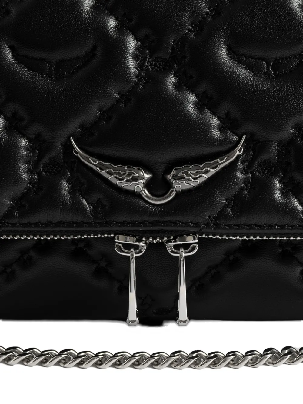 Zadig & Voltaire Rock Ii Quilted Chain Crossbody Bag In Black