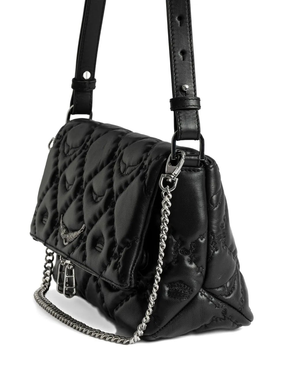 Zadig & Voltaire Rock Ii Quilted Chain Crossbody Bag In Black