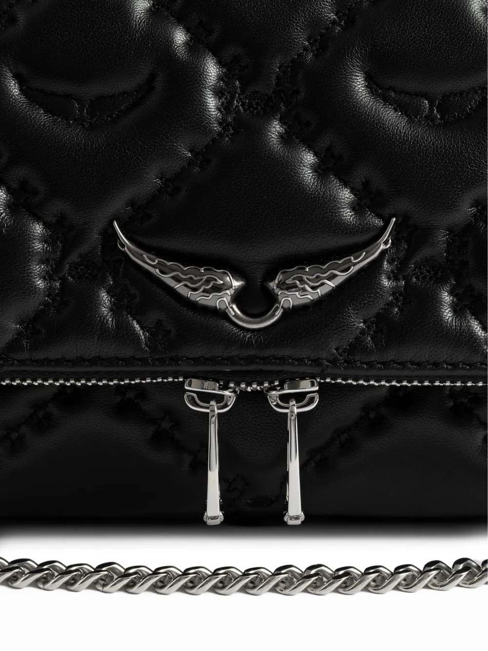 Zadig&Voltaire Rock II gewatteerde crossbodytas met ketting Zwart