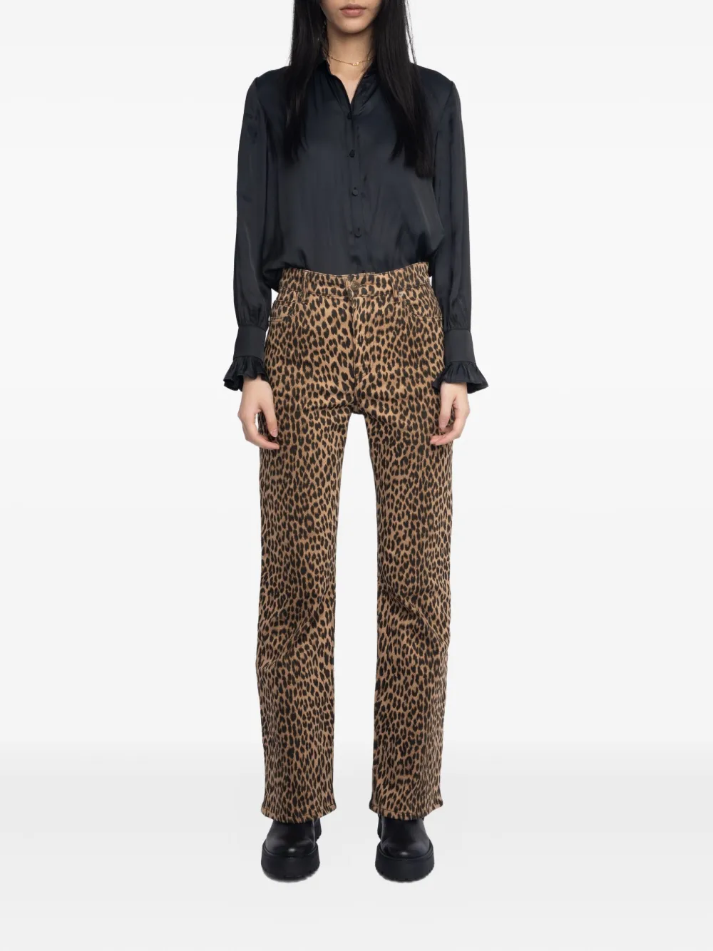 Zadig&Voltaire High waist broek met luipaardprint Beige
