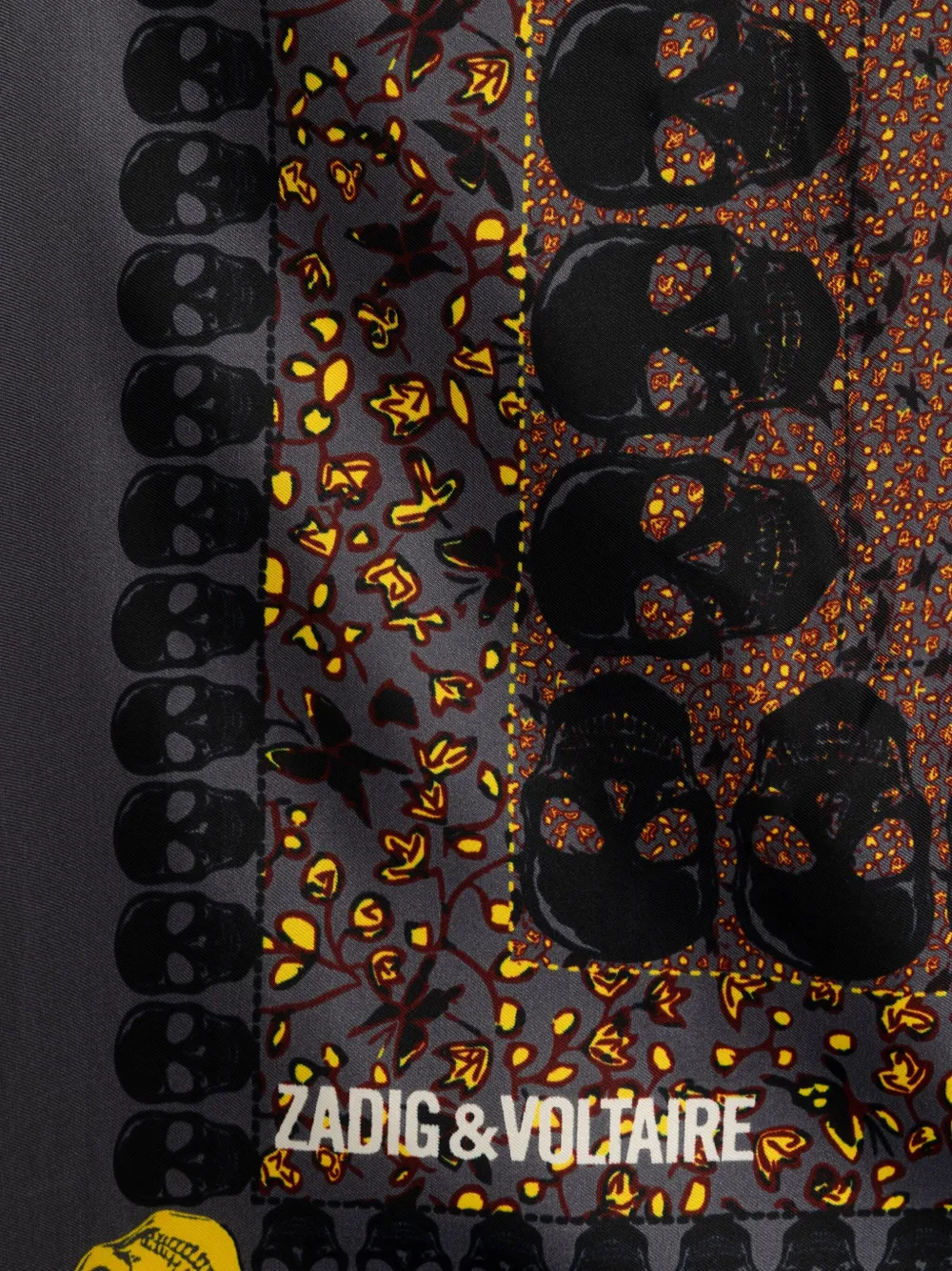 Zadig & Voltaire Womens Road Debbie Skull-print Silk Square Scarf In Brown