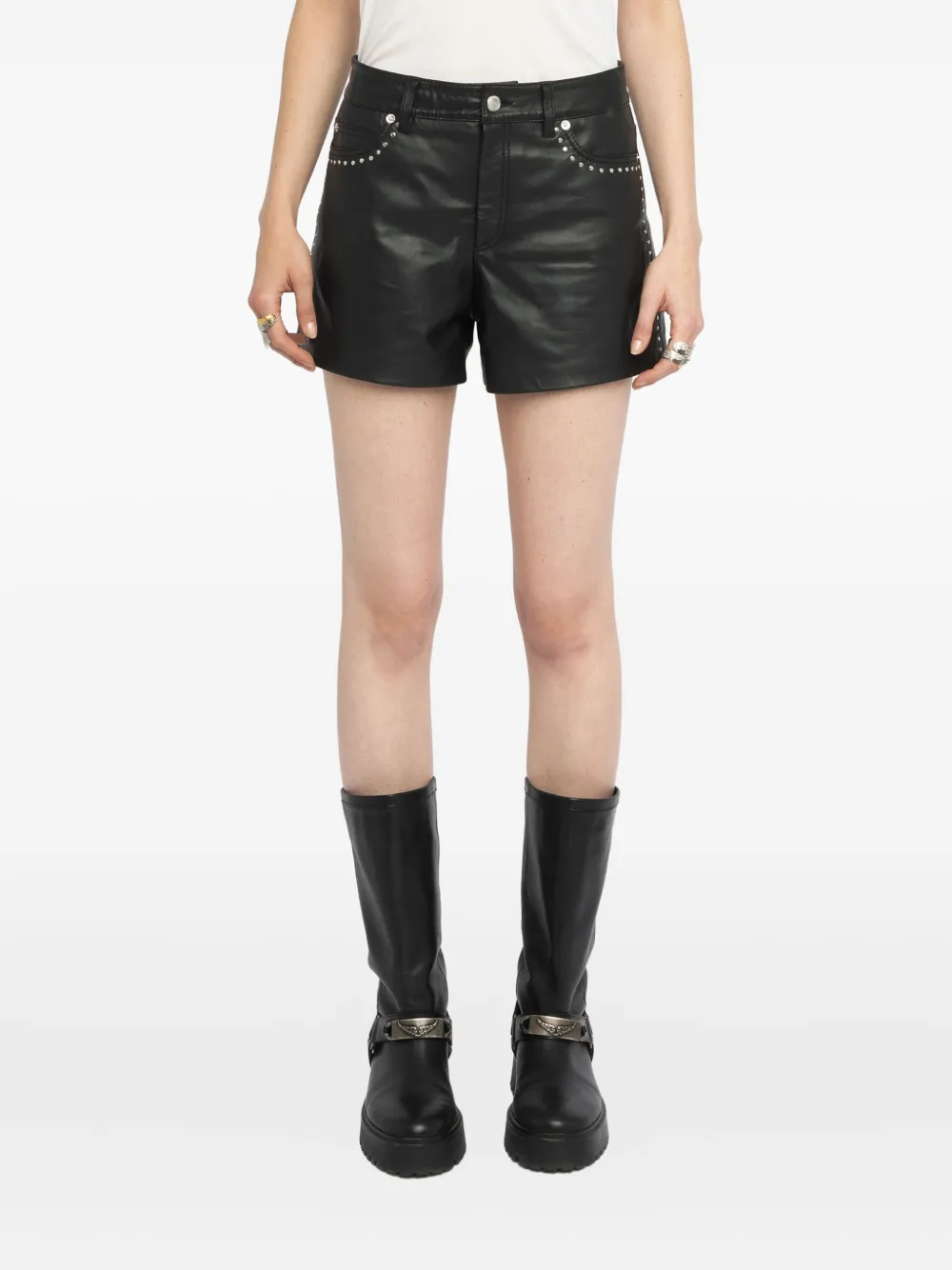 Zadig & Voltaire Studded Pocket Shorts In Black