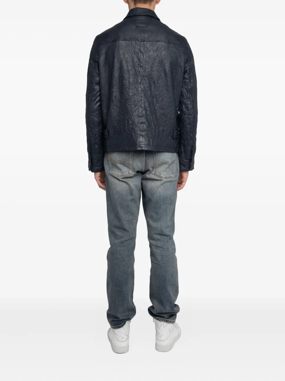 Zadig&Voltaire Leren jack met rits Blauw