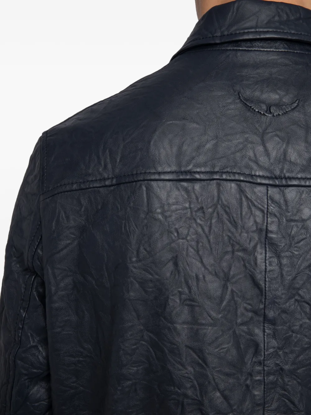 Zadig&Voltaire Leren jack met rits Blauw