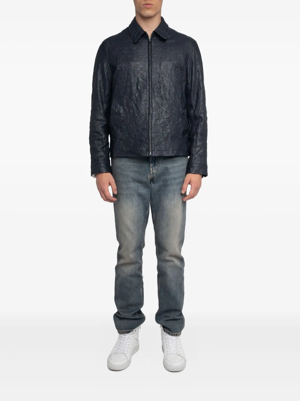 Zadig&Voltaire Leren jack met rits Blauw