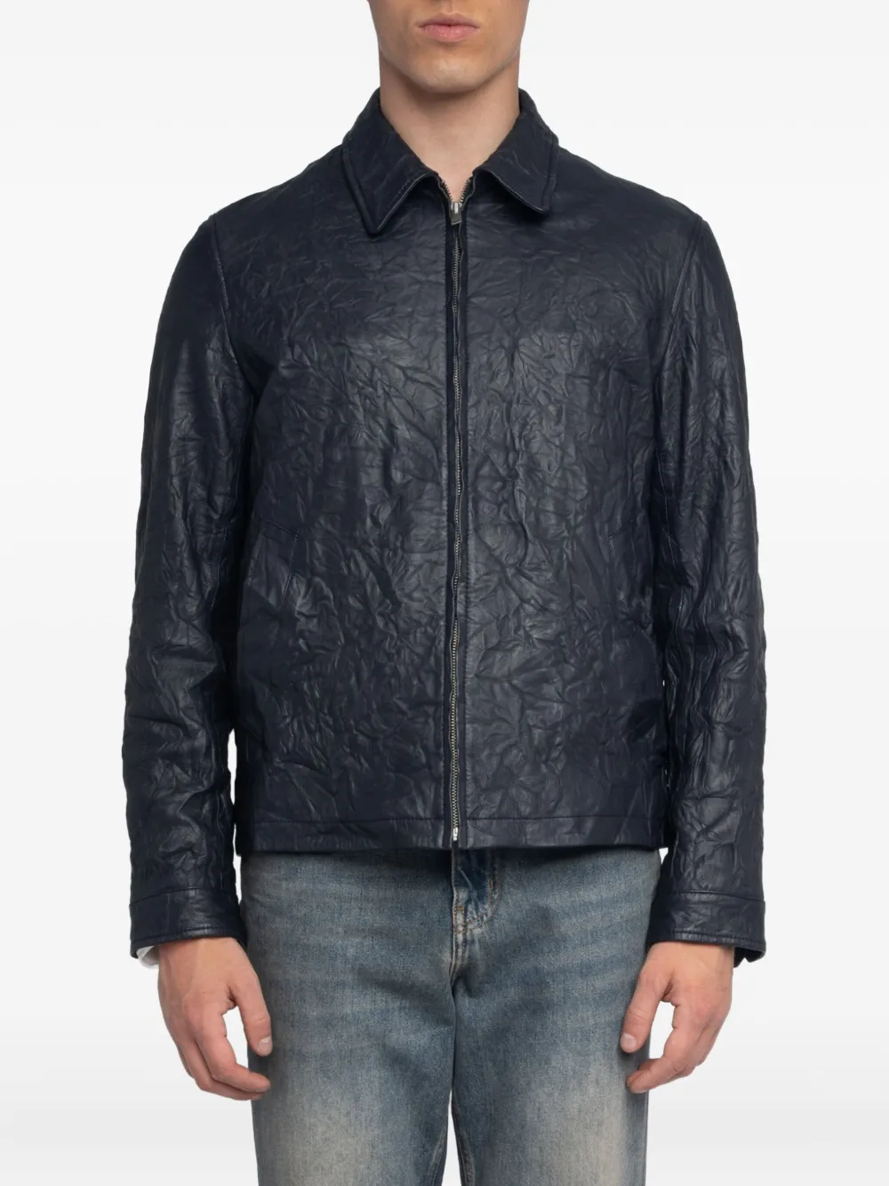 Zadig&Voltaire Leren jack met rits Blauw