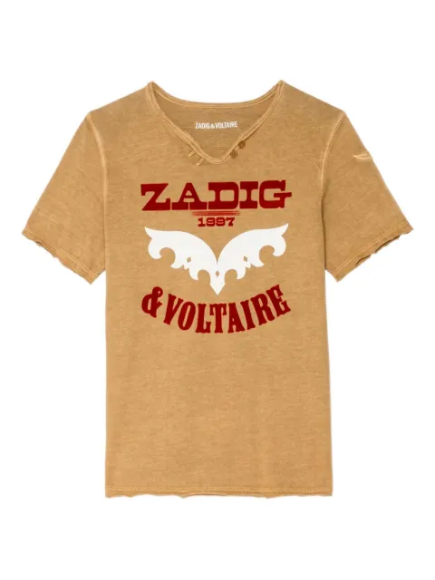 Zadig&Voltaire logo-print frayed-edge T-shirt
