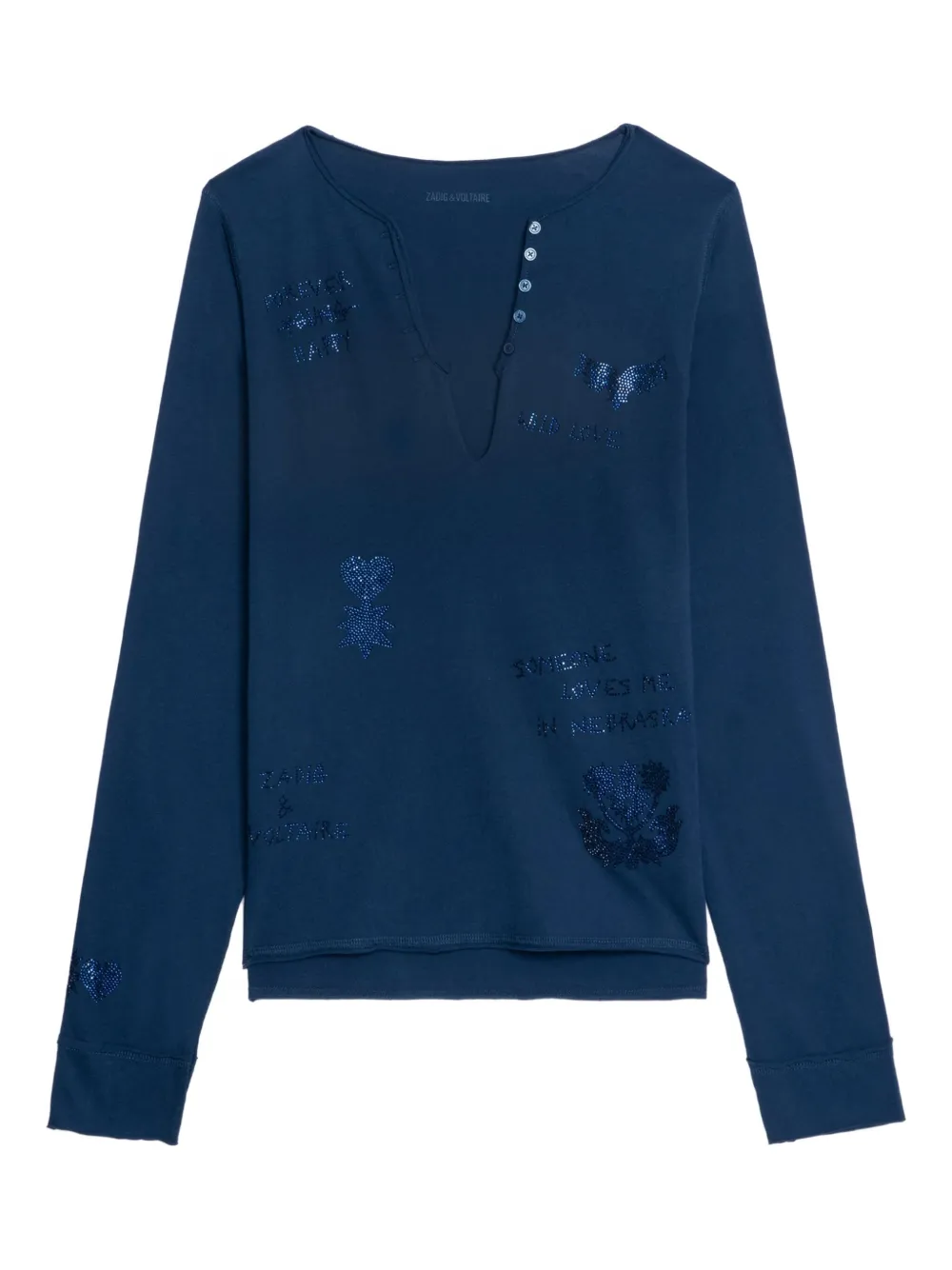 Zadig&Voltaire embellished V-neck top Blauw