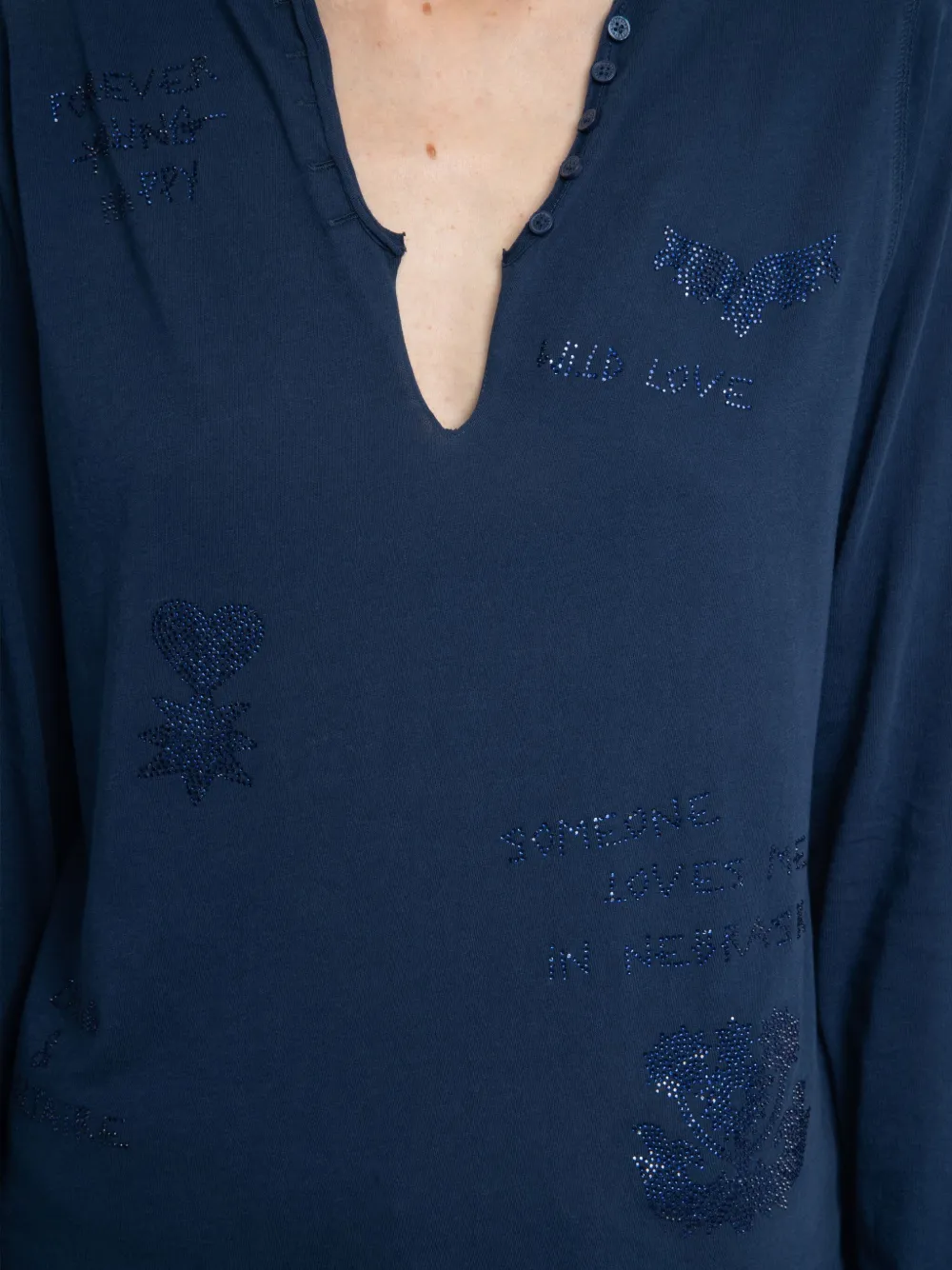 Zadig&Voltaire embellished V-neck top Blauw