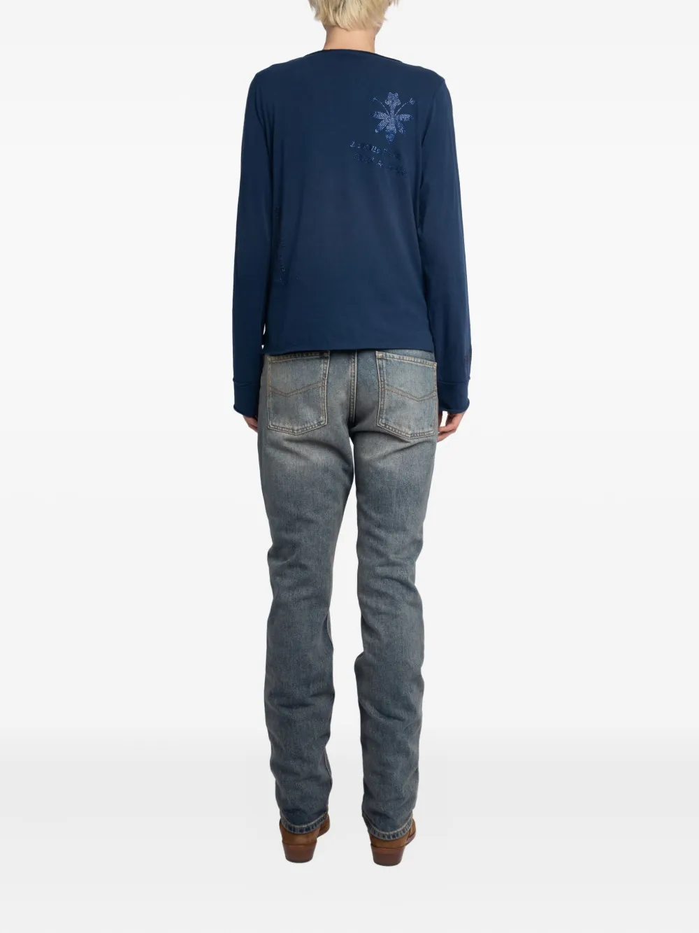 Zadig&Voltaire embellished V-neck top Blauw