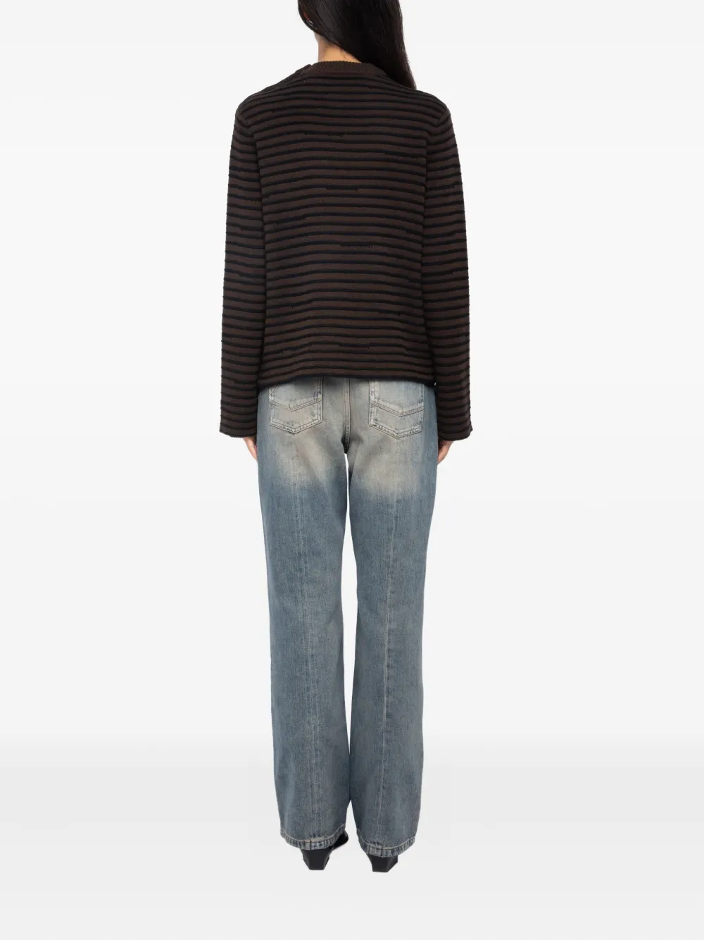 Zadig&Voltaire Gestreepte trui met knoopdetail Bruin