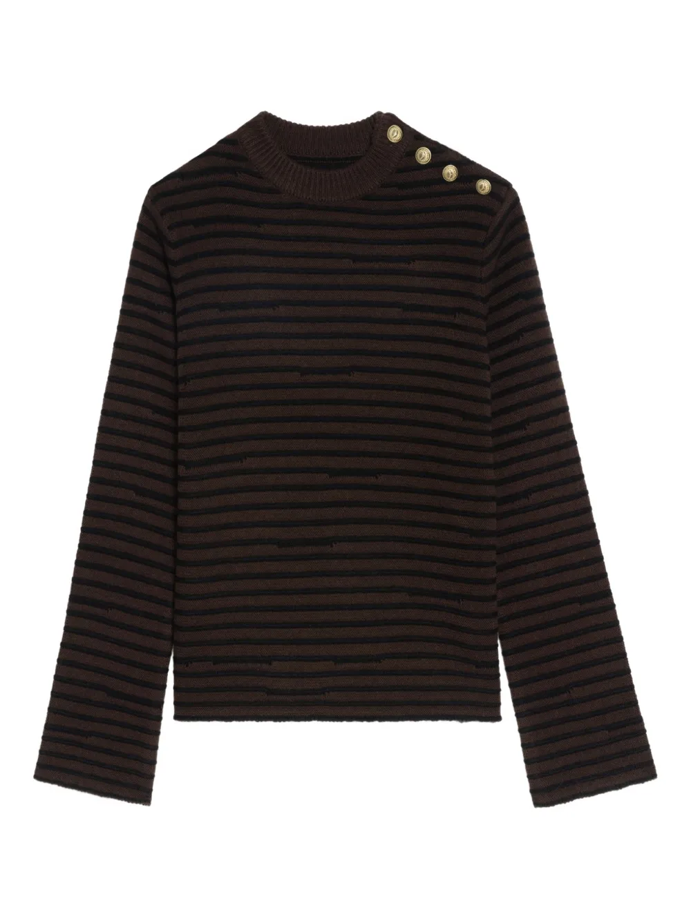 Zadig&Voltaire Gestreepte trui met knoopdetail Bruin