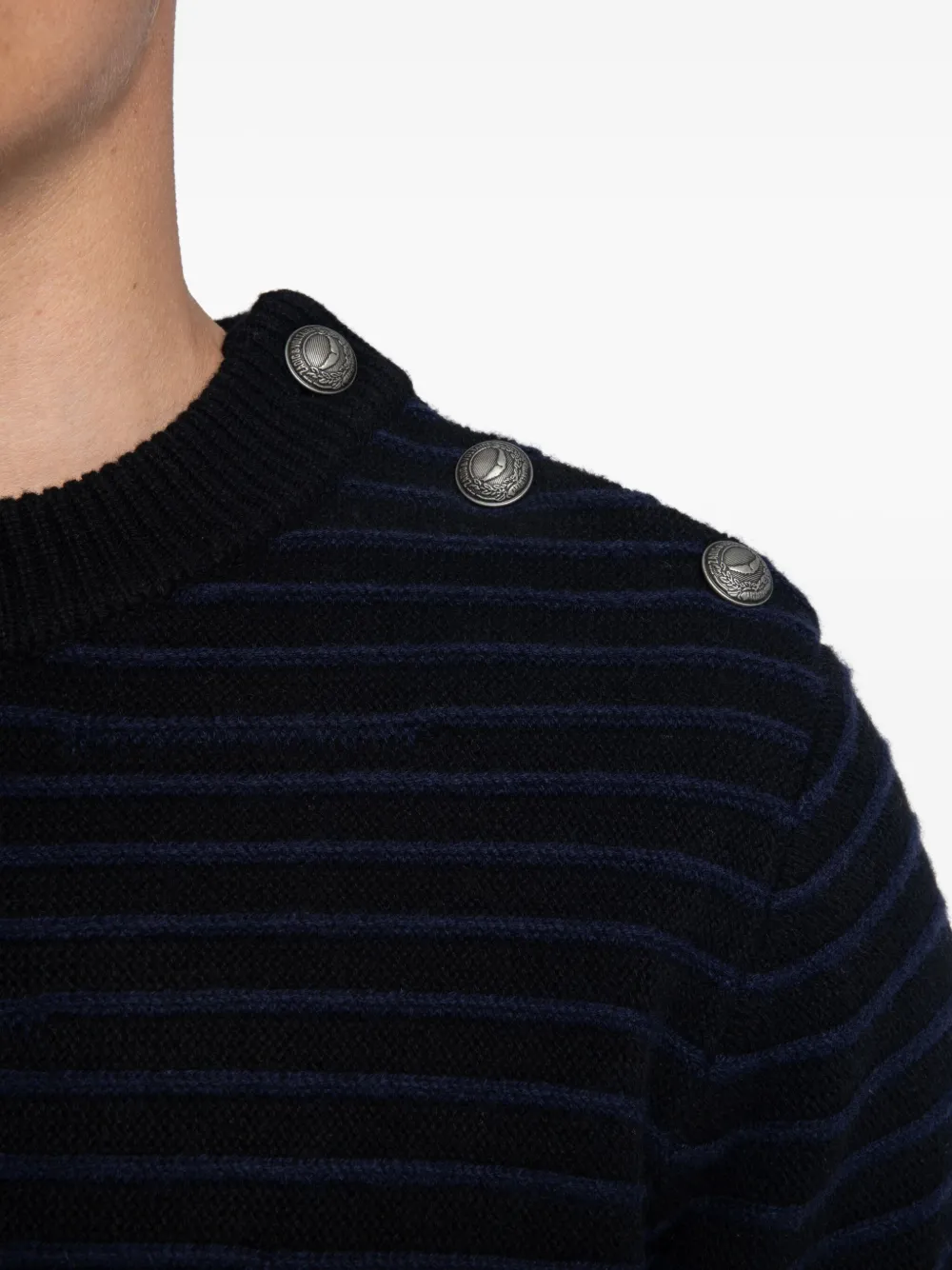 Zadig&Voltaire Gestreepte trui met knoopdetails Zwart