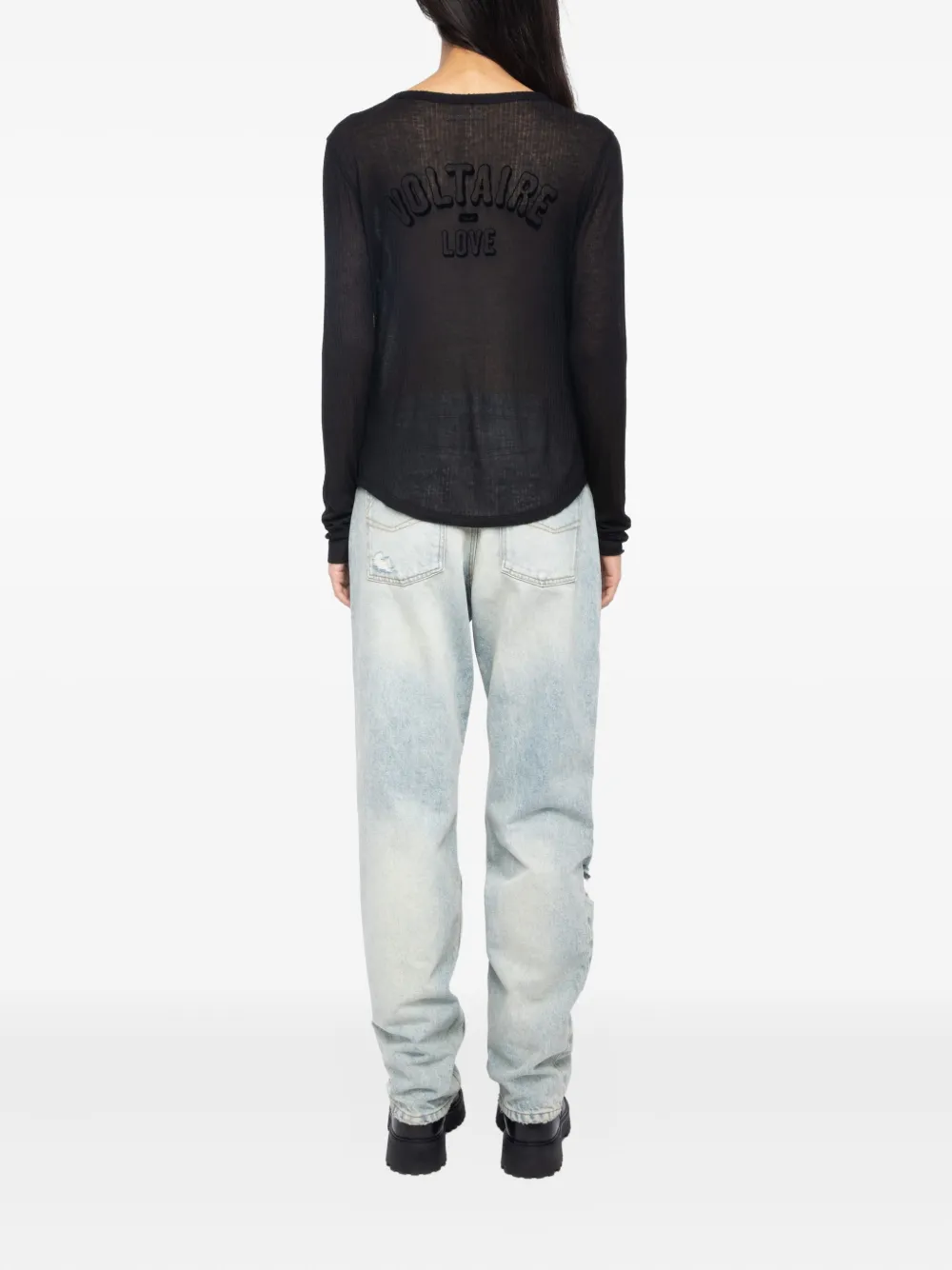 Zadig & Voltaire Ribbed Long-sleeve Top In Black