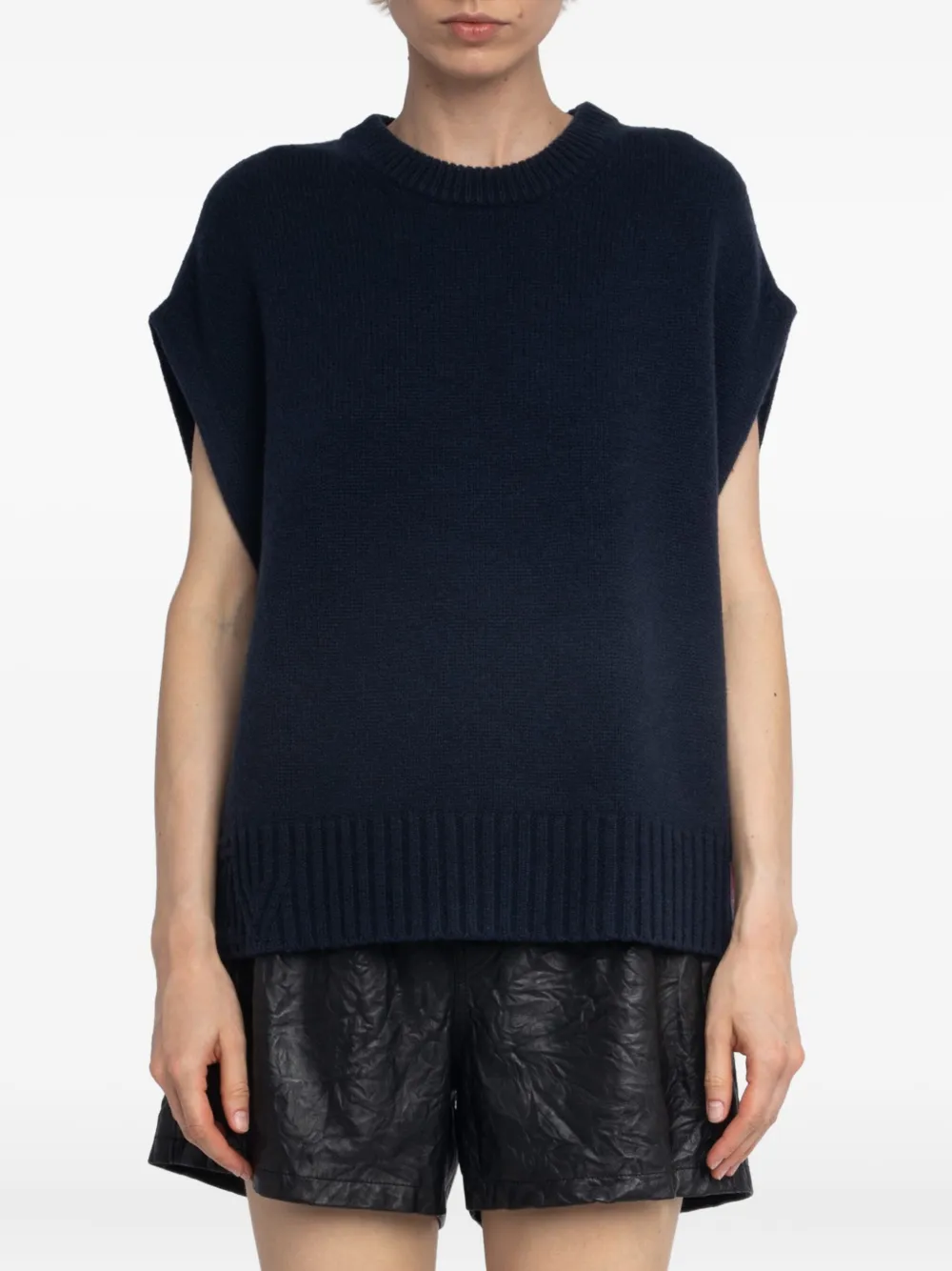Zadig&Voltaire red-trimmed sleeveless sweater Blauw