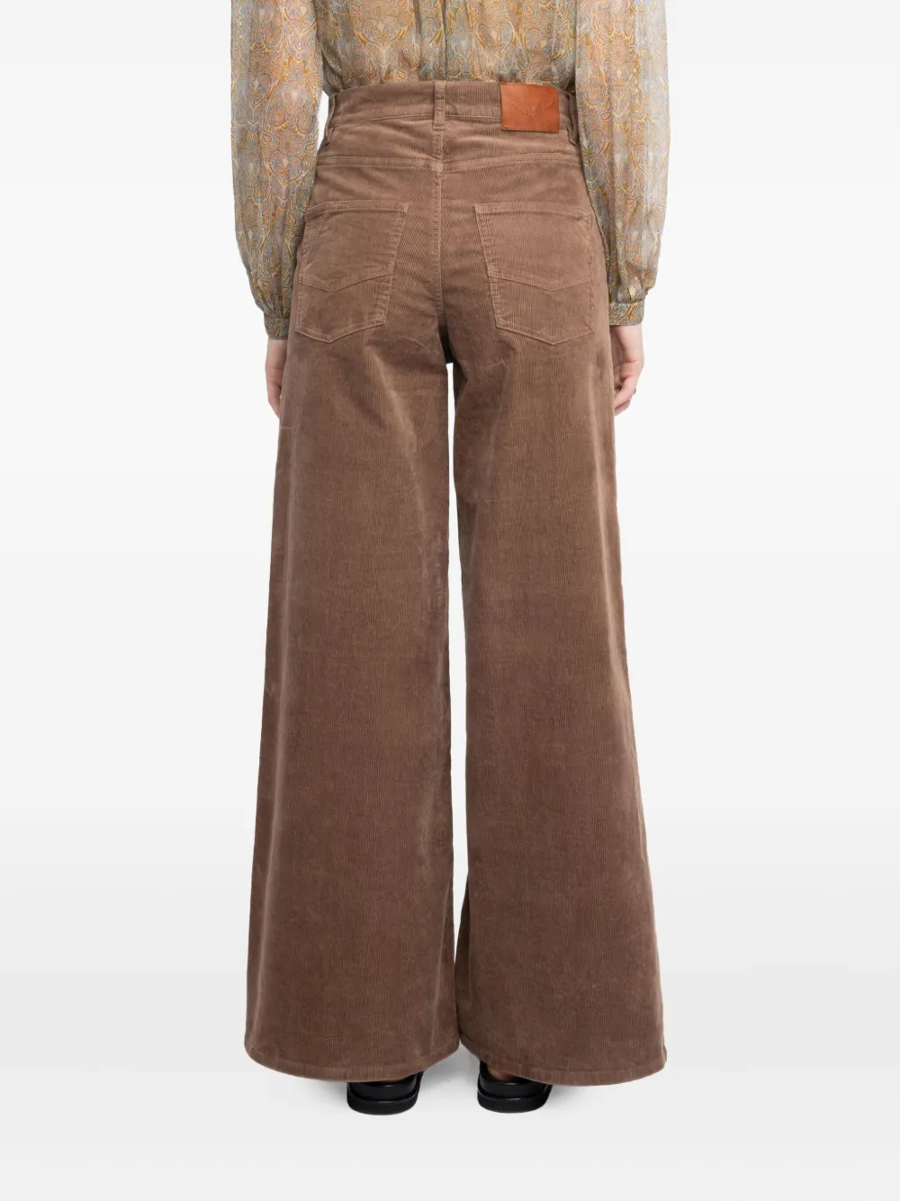 Zadig & Voltaire Womens Wood Eli Wide-leg Stretch-corduroy Trousers In Brown