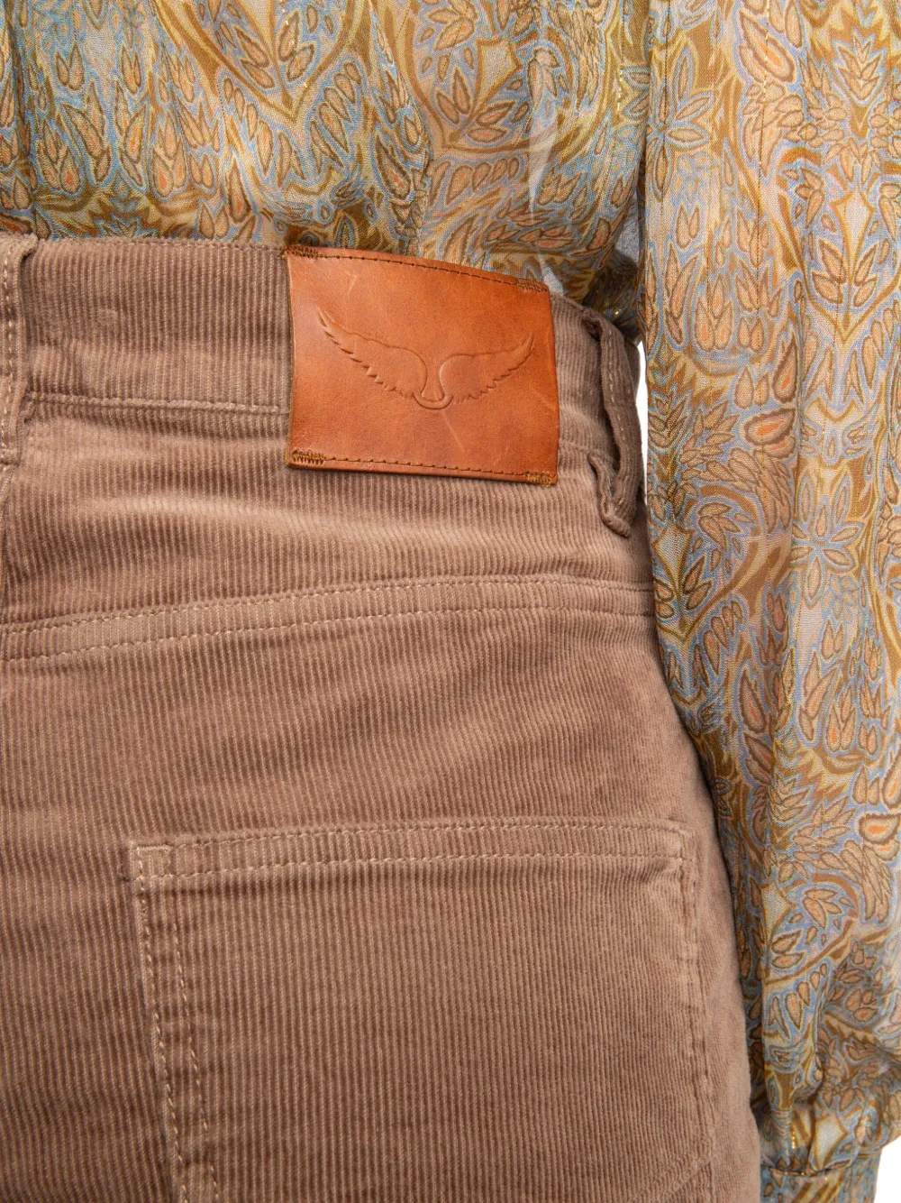 Zadig & Voltaire Womens Wood Eli Wide-leg Stretch-corduroy Trousers In Brown