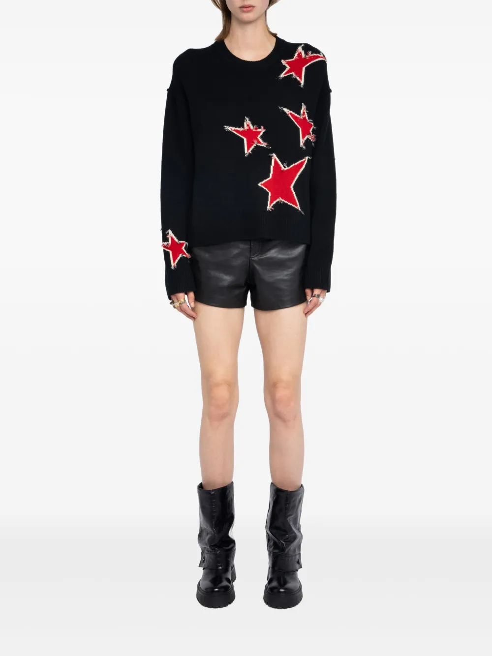 Zadig&Voltaire star-embellished frayed sweater | Black | Image 1
