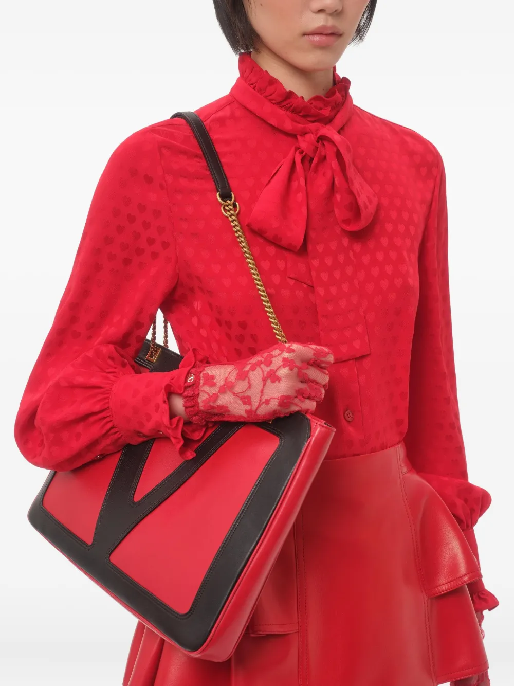 Valentino Garavani Shopper met logo Rood