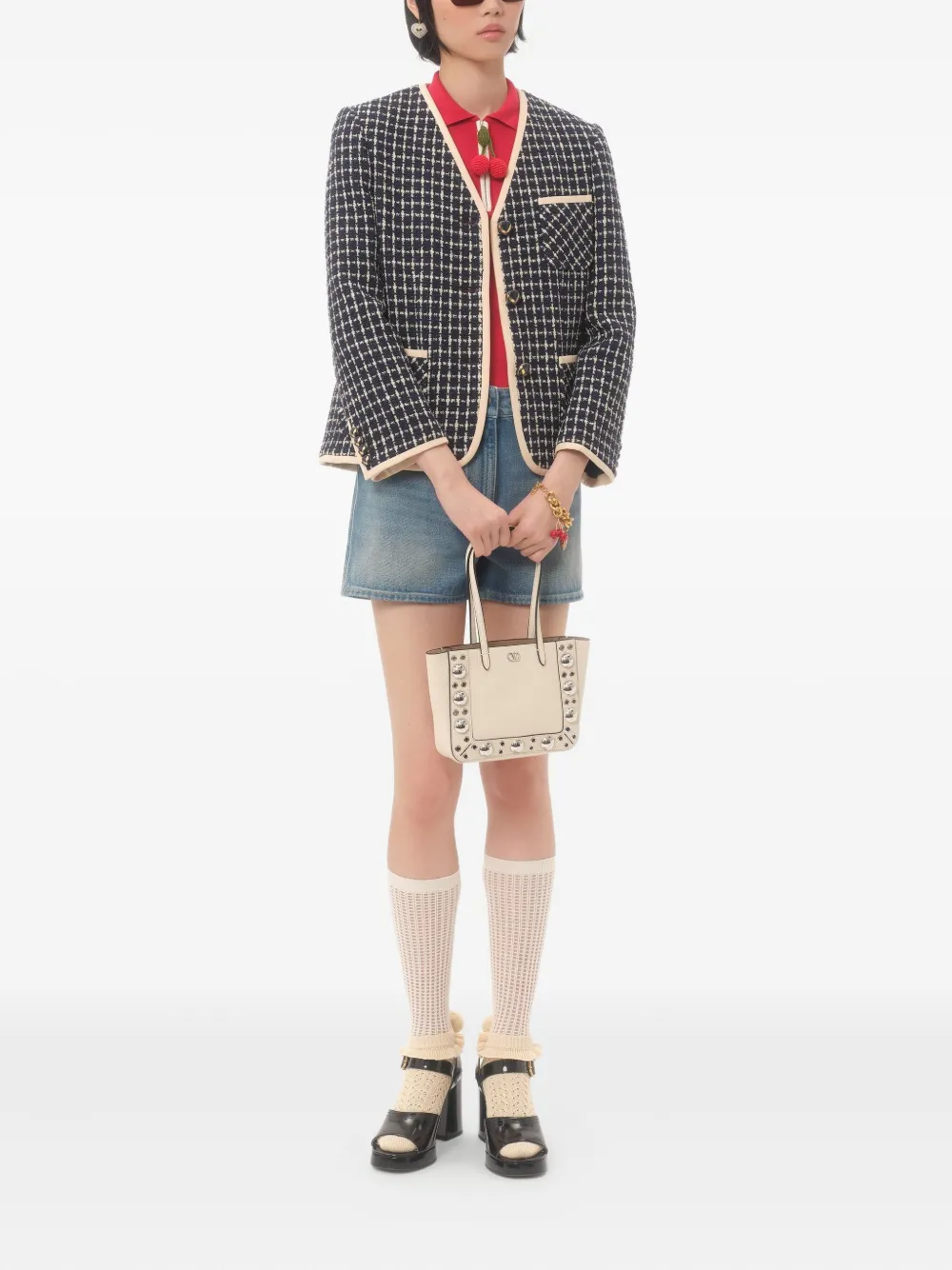 Valentino Garavani Shopper verfraaid met studs - Beige