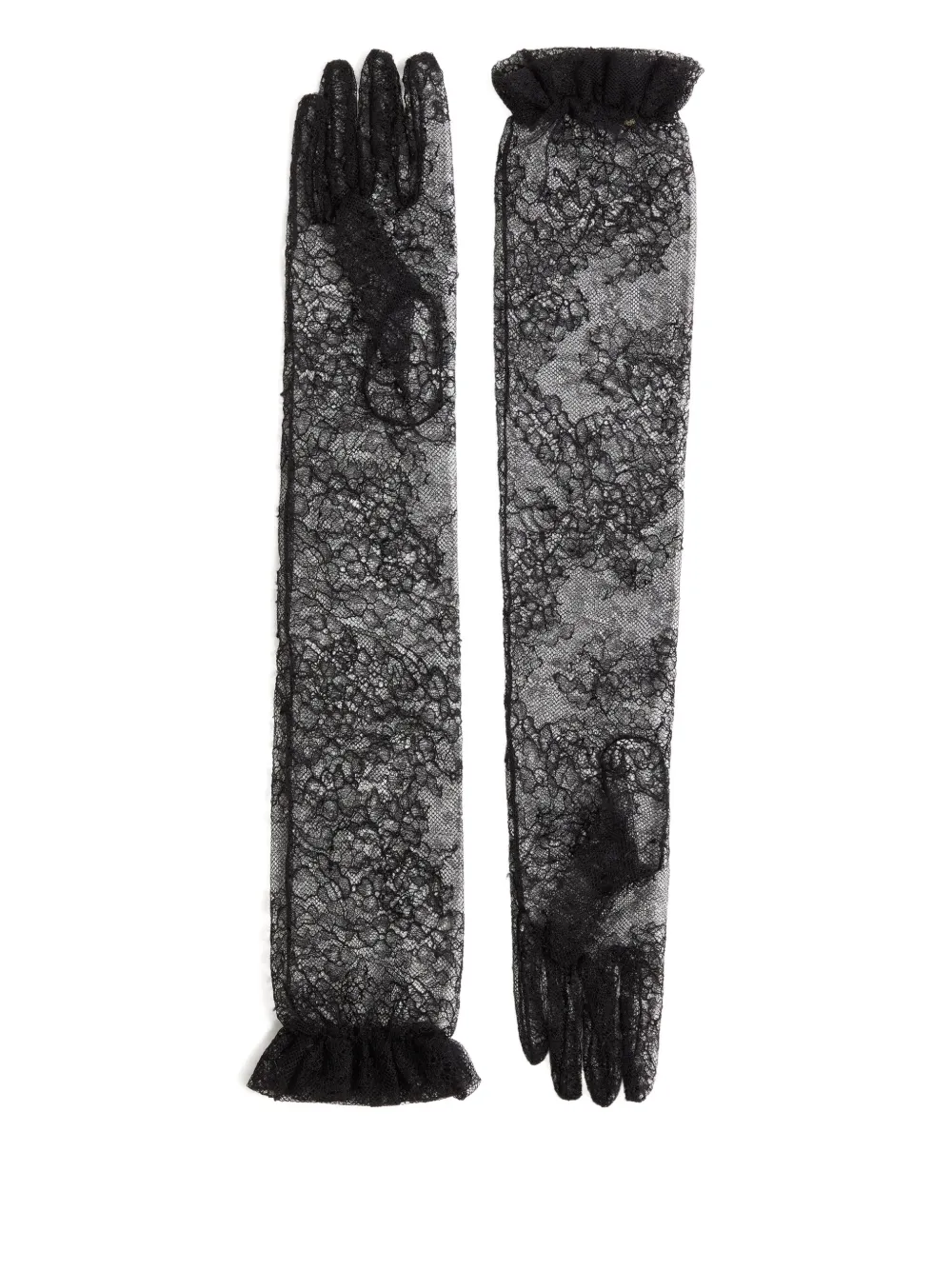 Valentino Garavani Guanti VLogo Signature con ruches - Nero