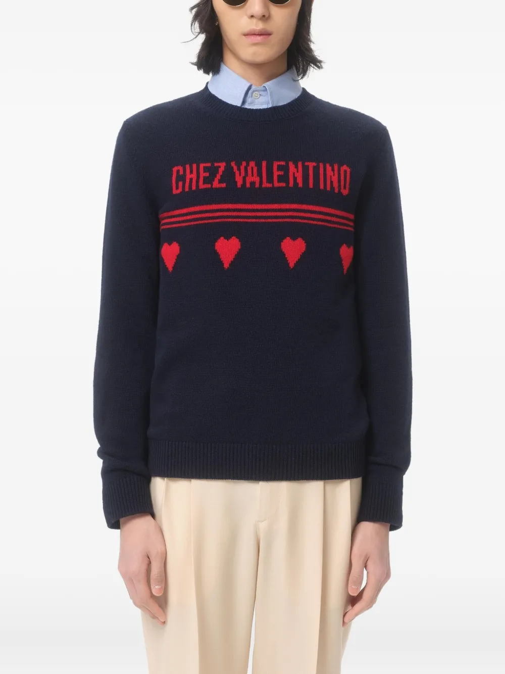 Valentino Garavani Trui met hartpatroon Blauw