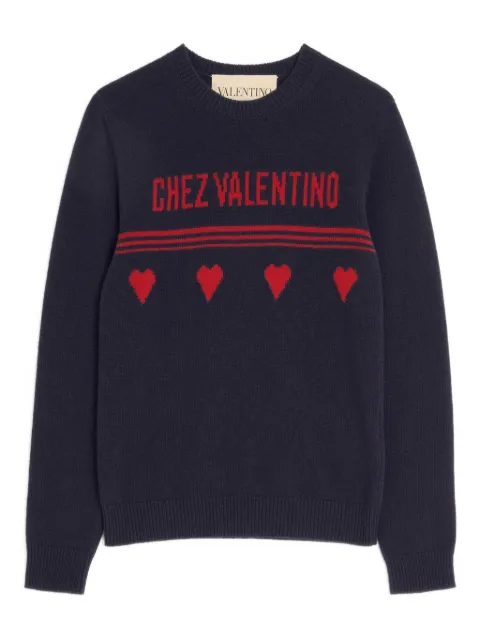 Valentino Garavani heart motif text sweater
