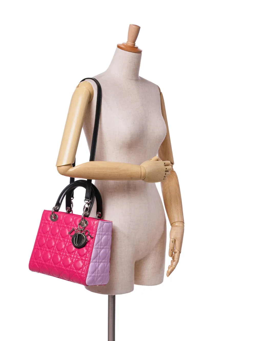 Christian Dior Pre-Owned 2014 Medium Tricolor Lambskin Cannage Lady Dior satchel | Pre-Owned | Image 2