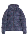 Valentino Garavani floral-patterned hooded puffer jacket - Blue