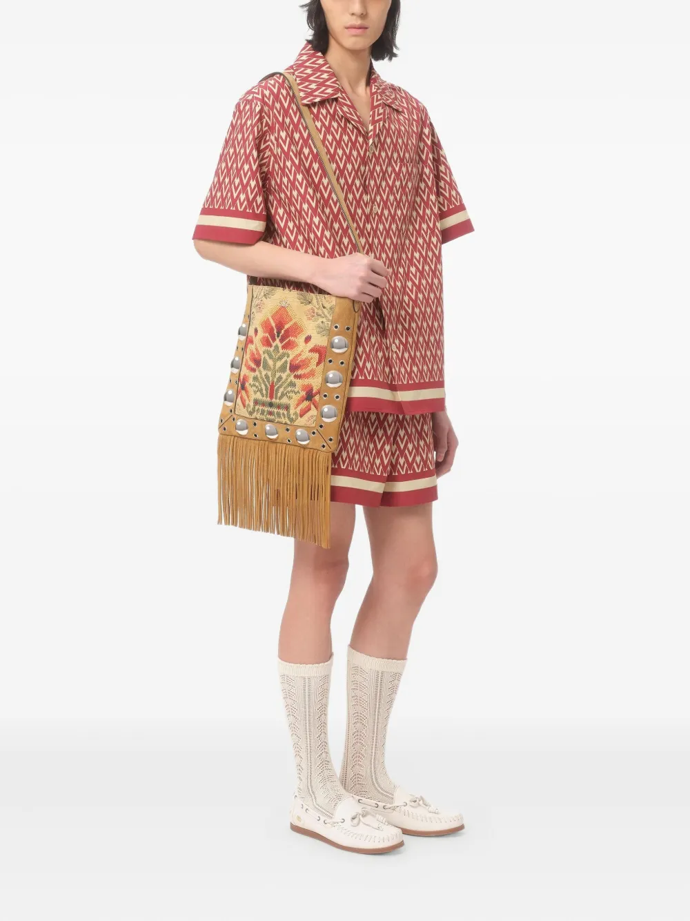 Valentino Garavani Nellcôte suède schoudertas Beige