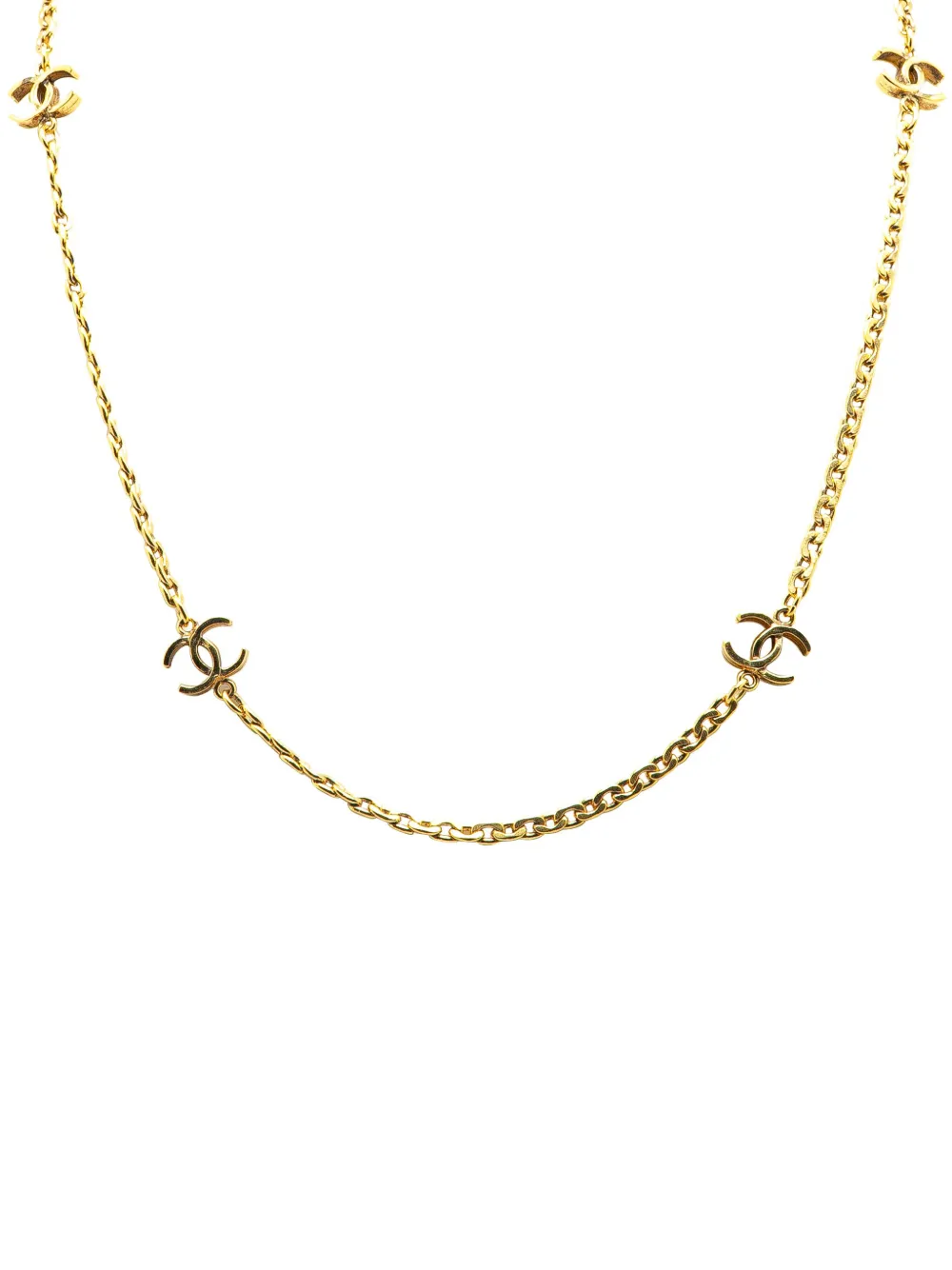 CHANEL Pre-Owned 1970-1980 ゴールドプレーテッド ココマーク ステーション チェーン コスチューム ネックレス - CHANEL Pre-Owned 1970-1980 ゴールドプレーテッド ココマーク ステーション チェーン コスチューム ネックレス -