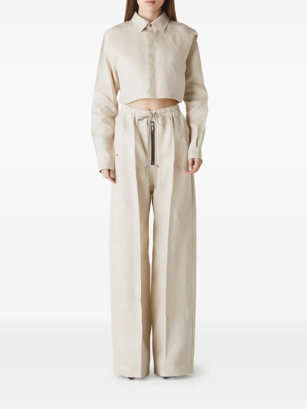 Rick Owens drawstring zip-fly trousers Beige