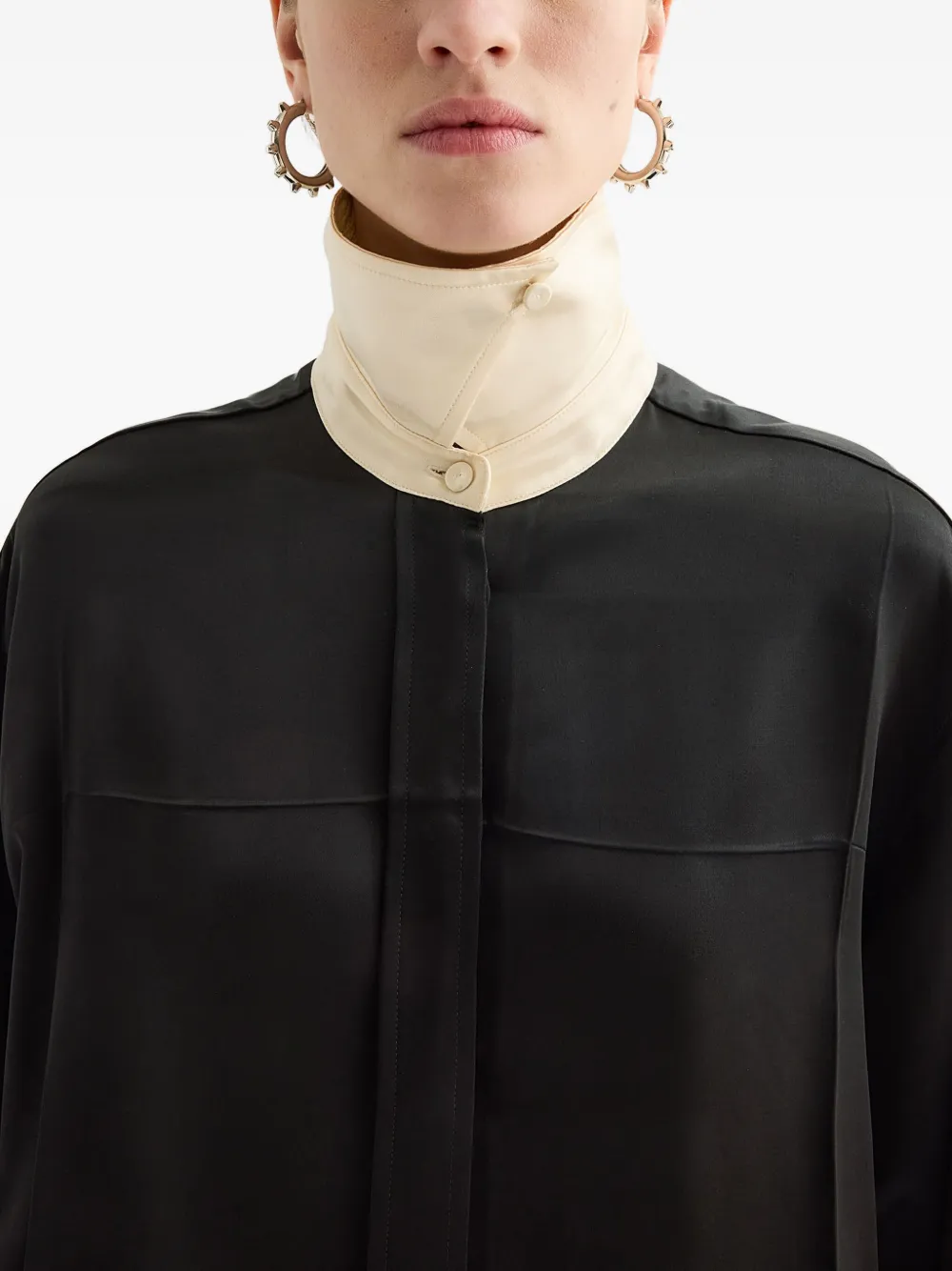 Jil Sander Blouse met contrasterende kraag Zwart