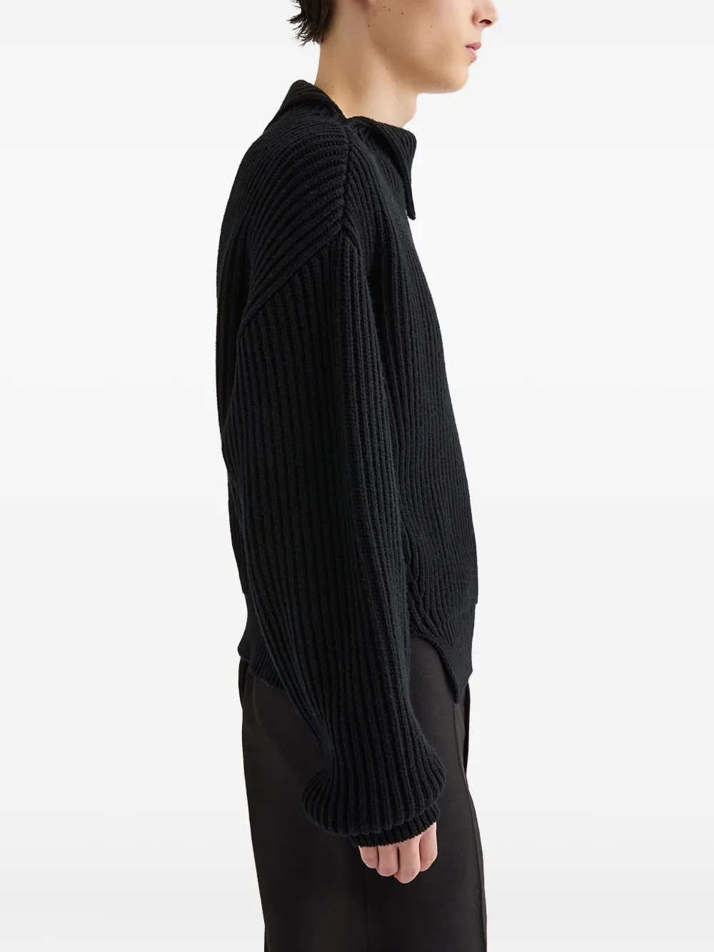 Jil Sander Geribbelde sweater - Zwart