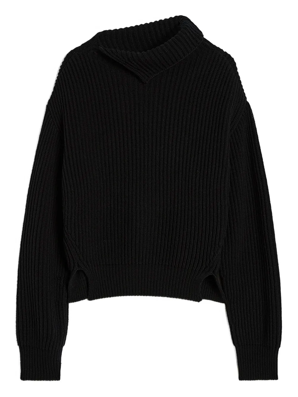 Jil Sander リブニット セーター - ブラック Jil Sander リブニット セーター - ブラック