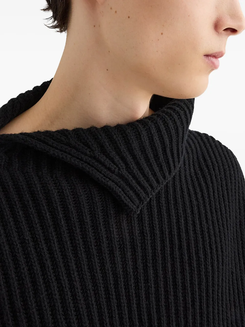 Jil Sander Geribbelde sweater Zwart