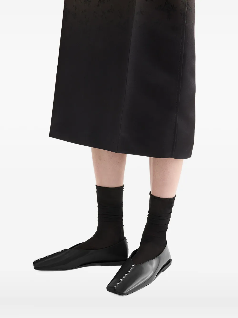 Jil Sander studded pointed-toe flats Black