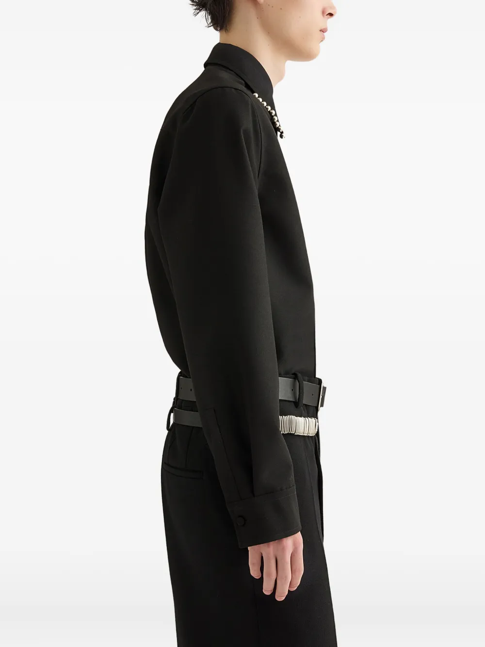 Jil Sander Overhemd met kraag met kralen - Zwart