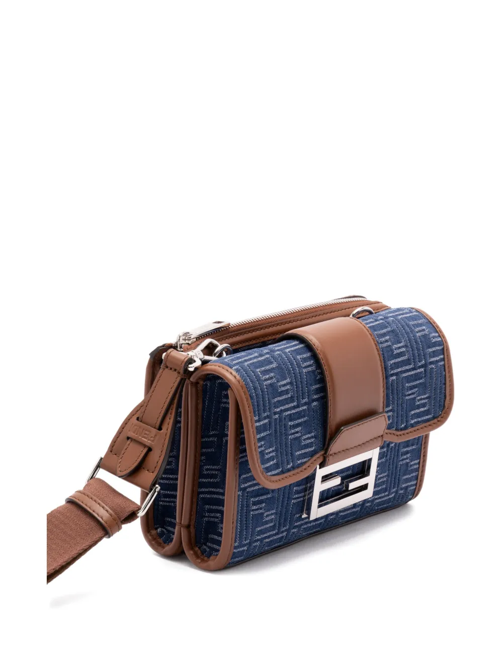 Fendi Luxurious Lamb Leather Crossbody Handbag In Argentopal For Women