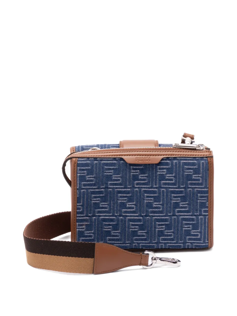 Fendi Luxurious Lamb Leather Crossbody Handbag In Argentopal For Women