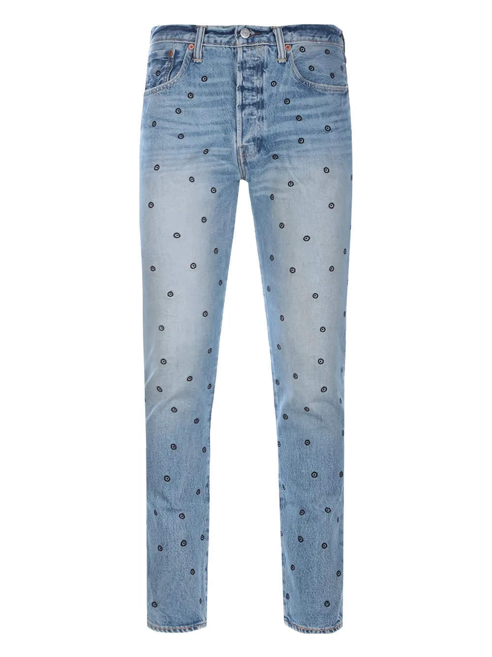 Levi's embroidered cotton jeans Blauw