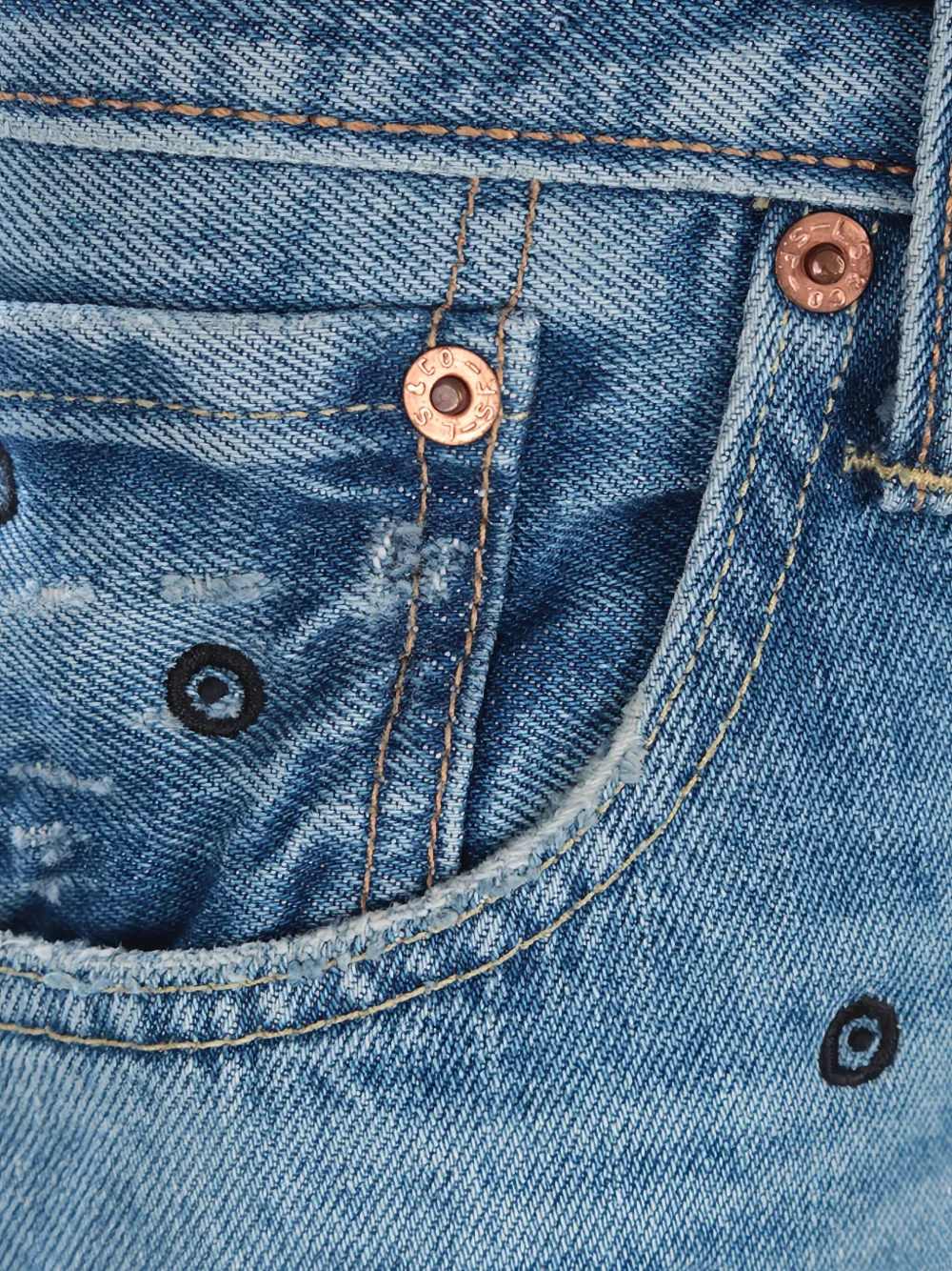 Levi's embroidered cotton jeans Blauw