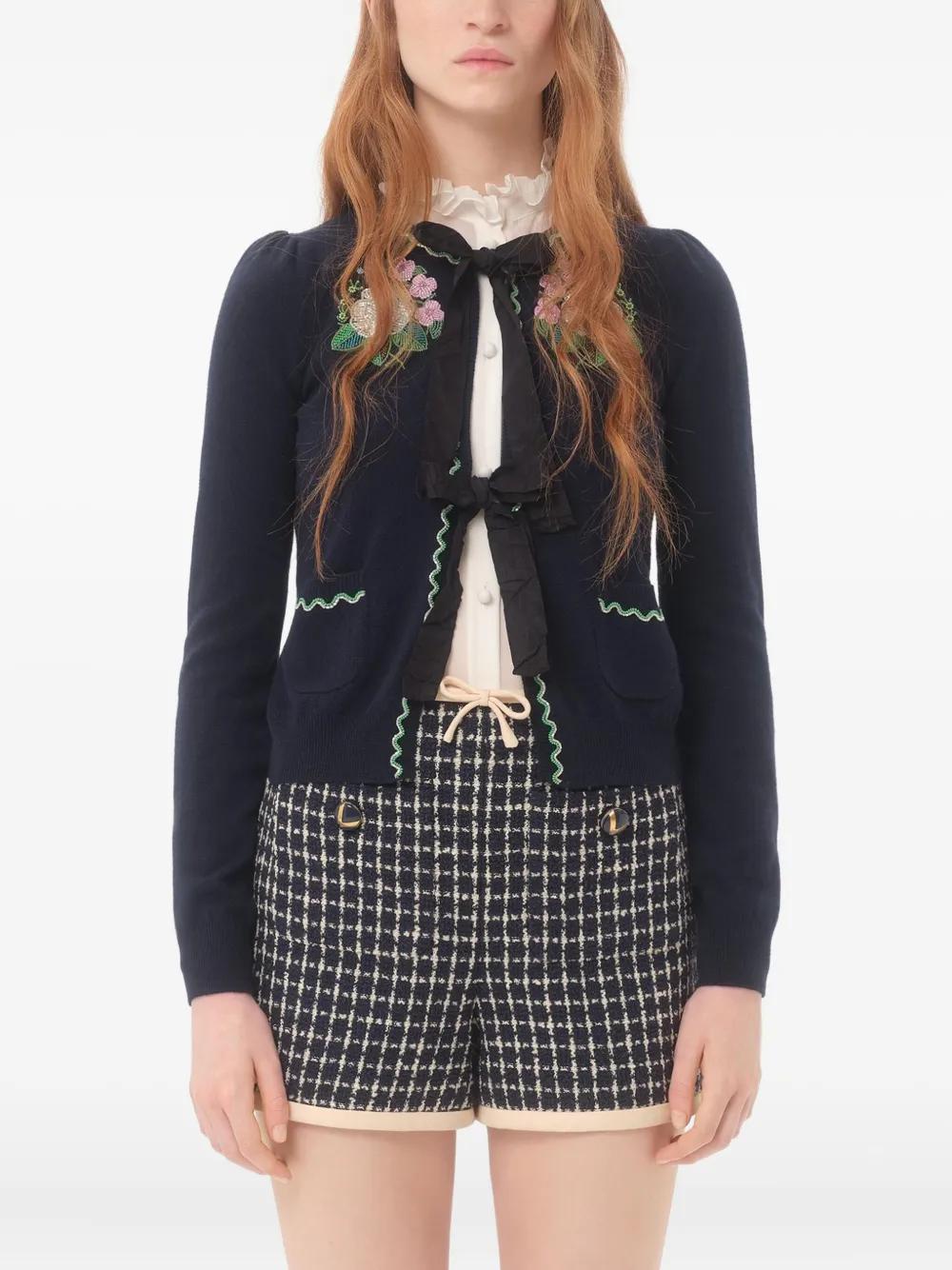 Valentino Garavani embroidered cardigan Blauw